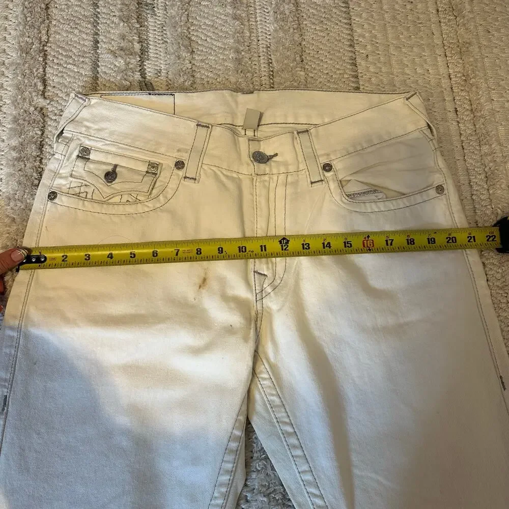 TRUE RELIGION Men's Ricky Straight Jean Size 34 In White